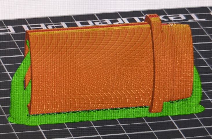 3D slicer preview of version 16 insert showing tree support structure before printing